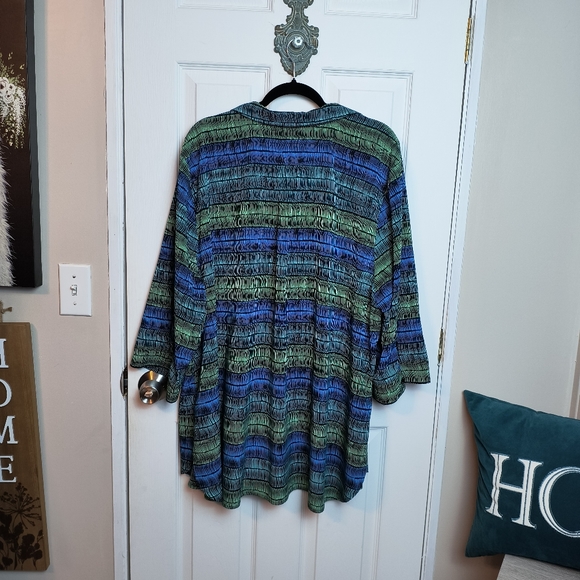 Catherines plus size blouse 3X 3/4 sleeve multicolor lightweight - Picture 6 of 8